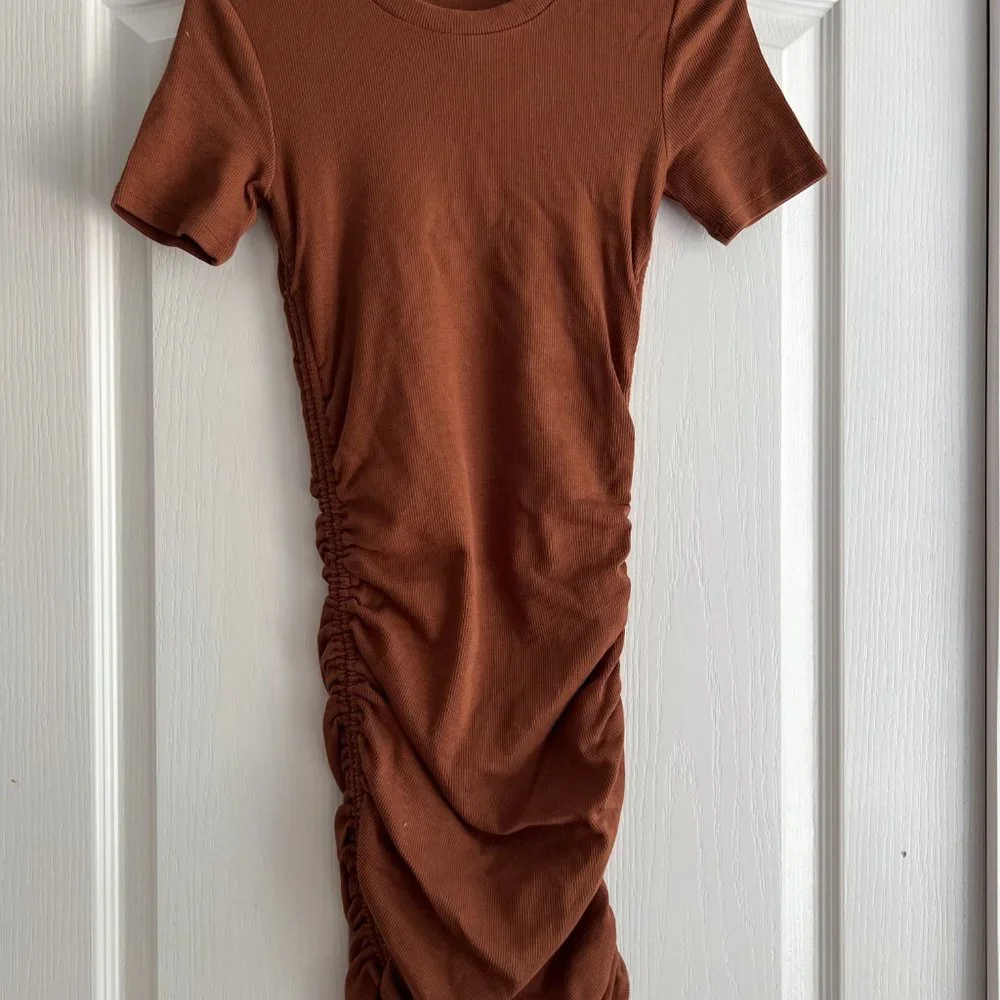 Zara Ruched Ribbed Dress Size S - Picture 2 of 5